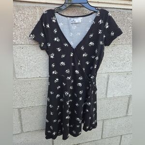 Hollister Black Dress with White Flower Pattern